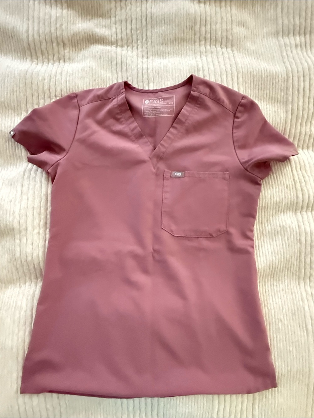 FIGS Catarina One-Pocket V-Neck Scrub Top Mauve Size S